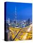 Sheikh Zayad Road and Burj Khalifa, Downtown, Dubai, United Arab Emirates-Jon Arnold-Stretched Canvas