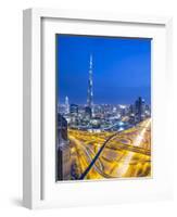 Sheikh Zayad Road and Burj Khalifa, Downtown, Dubai, United Arab Emirates-Jon Arnold-Framed Photographic Print