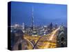 Sheikh Zayad Road and Burj Khalifa, Downtown, Dubai, United Arab Emirates-Jon Arnold-Stretched Canvas