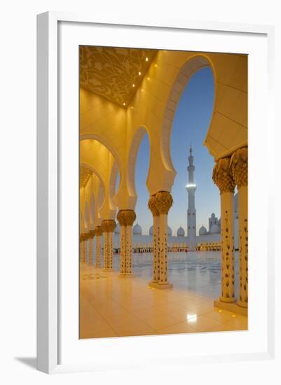 Sheikh Zayed Bin Sultan Al Nahyan Mosque at Dusk, Abu Dhabi, United Arab Emirates, Middle East-Frank Fell-Framed Photographic Print