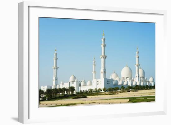 Sheikh Zayed Grand Mosque, Abu Dhabi, United Arab Emirates, Middle East-Christian-Framed Photographic Print