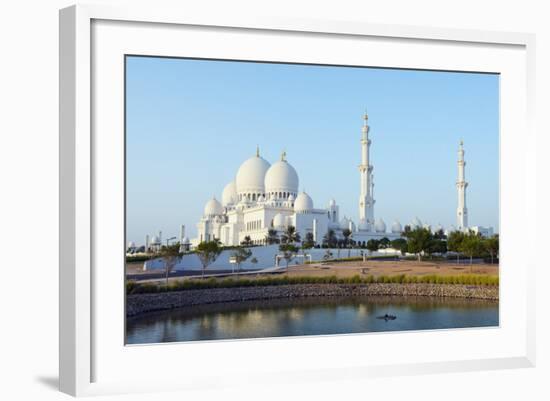 Sheikh Zayed Grand Mosque, Abu Dhabi, United Arab Emirates, Middle East-Christian-Framed Photographic Print