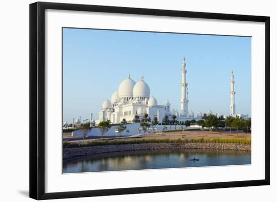 Sheikh Zayed Grand Mosque, Abu Dhabi, United Arab Emirates, Middle East-Christian-Framed Photographic Print