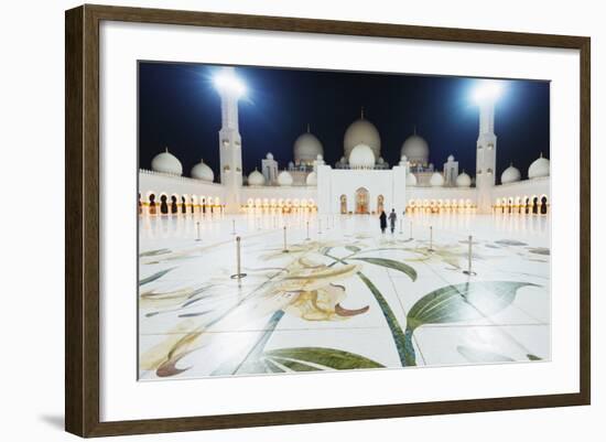 Sheikh Zayed Grand Mosque at Night, Abu Dhabi, United Arab Emirates, Middle East-Christian-Framed Photographic Print