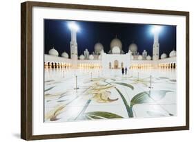 Sheikh Zayed Grand Mosque at Night, Abu Dhabi, United Arab Emirates, Middle East-Christian-Framed Photographic Print