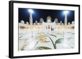 Sheikh Zayed Grand Mosque at Night, Abu Dhabi, United Arab Emirates, Middle East-Christian-Framed Photographic Print