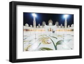 Sheikh Zayed Grand Mosque at Night, Abu Dhabi, United Arab Emirates, Middle East-Christian-Framed Photographic Print