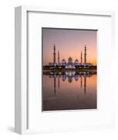 Sheikh Zayed Mosque (the Grand Mosque) reflected in a pool of water in Abu Dhabi-Dominic Byrne-Framed Photographic Print