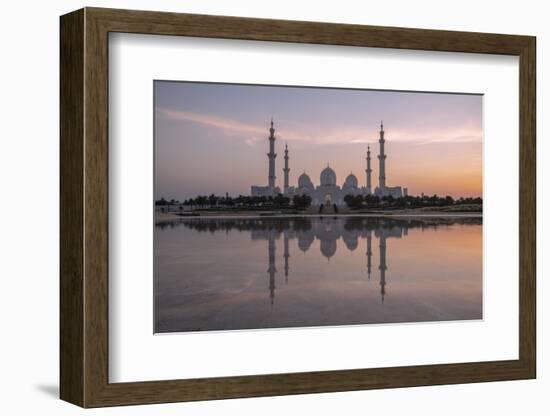 Sheikh Zayed Mosque (the Grand Mosque) reflected in a pool of water in Abu Dhabi-Dominic Byrne-Framed Photographic Print