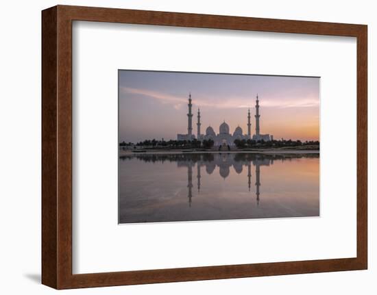 Sheikh Zayed Mosque (the Grand Mosque) reflected in a pool of water in Abu Dhabi-Dominic Byrne-Framed Photographic Print