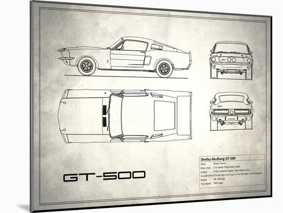 Shelby Mustang GT500 White-Mark Rogan-Mounted Art Print