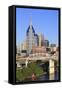 Shelby Pedestrian Bridge and Nashville Skyline, Tennessee, United States of America, North America-Richard Cummins-Framed Stretched Canvas