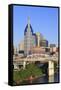 Shelby Pedestrian Bridge and Nashville Skyline, Tennessee, United States of America, North America-Richard Cummins-Framed Stretched Canvas