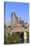 Shelby Pedestrian Bridge and Nashville Skyline, Tennessee, United States of America, North America-Richard Cummins-Stretched Canvas