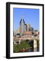 Shelby Pedestrian Bridge and Nashville Skyline, Tennessee, United States of America, North America-Richard Cummins-Framed Premium Photographic Print