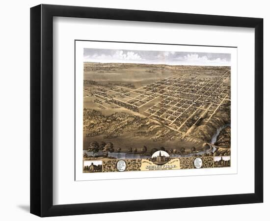 Shelbyville, Illinois - Panoramic Map-Lantern Press-Framed Art Print