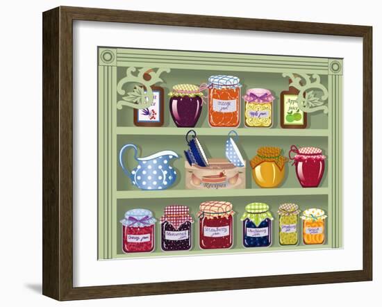 Shelf with Home-Made Preserved Jam-Milovelen-Framed Art Print