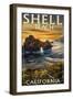 Shell Beach, California - Coast at Sunset-Lantern Press-Framed Art Print