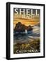 Shell Beach, California - Coast at Sunset-Lantern Press-Framed Art Print