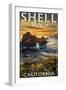 Shell Beach, California - Coast at Sunset-Lantern Press-Framed Art Print