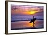 Shell Beach, California - Surfer and Sunset-Lantern Press-Framed Art Print