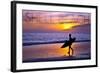 Shell Beach, California - Surfer and Sunset-Lantern Press-Framed Art Print