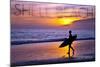 Shell Beach, California - Surfer and Sunset-Lantern Press-Mounted Art Print