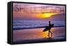 Shell Beach, California - Surfer and Sunset-Lantern Press-Framed Stretched Canvas