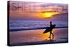 Shell Beach, California - Surfer and Sunset-Lantern Press-Stretched Canvas