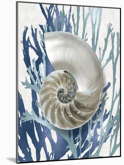 Shell Coral Aqua Blue II-Caroline Kelly-Mounted Art Print