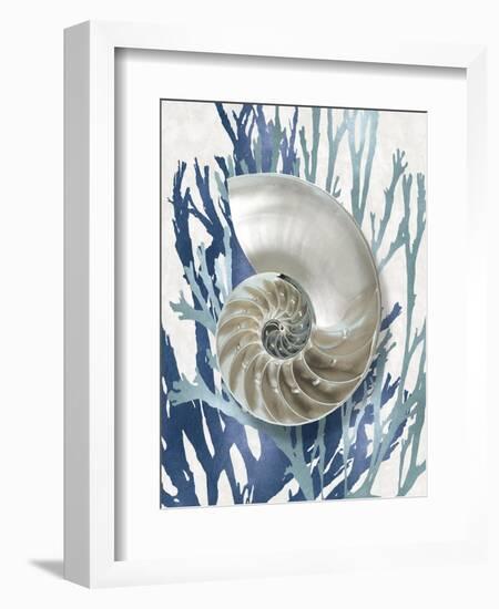 Shell Coral Aqua Blue II-Caroline Kelly-Framed Art Print