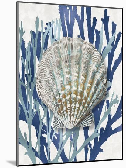 Shell Coral Aqua Blue IV-Caroline Kelly-Mounted Art Print