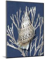 Shell Coral Silver on Blue I-Caroline Kelly-Mounted Art Print