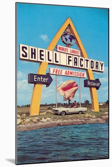 Shell Factory Sign, Retro-null-Mounted Art Print