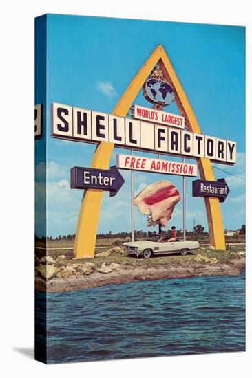 Shell Factory Sign, Retro-null-Stretched Canvas