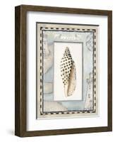 Shell Framed by Screened Map with Lighthouses-Lisa Audit-Framed Giclee Print