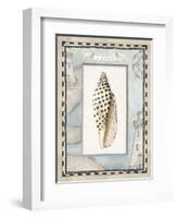 Shell Framed by Screened Map with Lighthouses-Lisa Audit-Framed Giclee Print