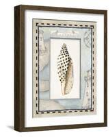 Shell Framed by Screened Map with Lighthouses-Lisa Audit-Framed Giclee Print