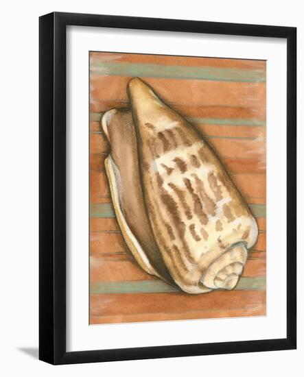 Shell on Stripes III-Laura Nathan-Framed Art Print