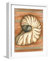 Shell on Stripes IV-Laura Nathan-Framed Art Print