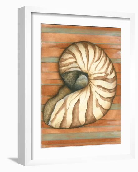 Shell on Stripes IV-Laura Nathan-Framed Art Print