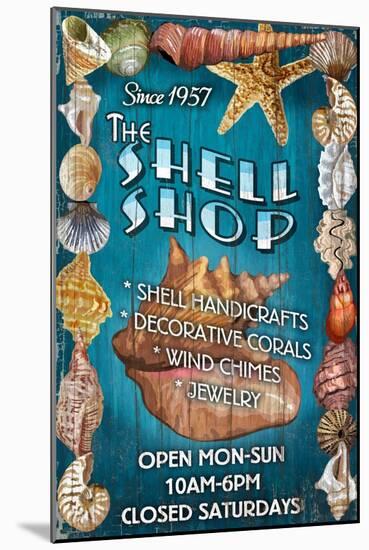 Shell Shop - Vintage Sign-Lantern Press-Mounted Art Print