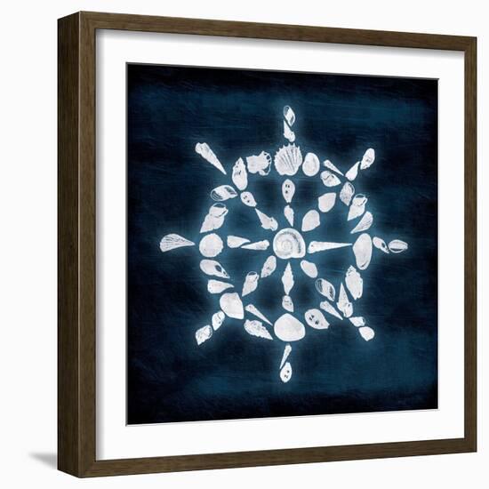 Shell Wheel Deeper Blue-Jace Grey-Framed Art Print