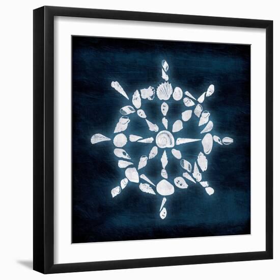 Shell Wheel Deeper Blue-Jace Grey-Framed Art Print