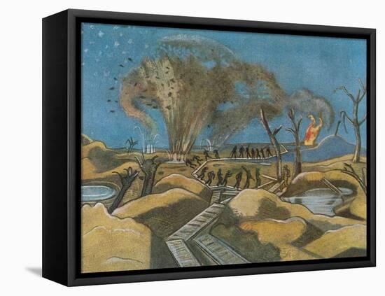 Shelling the Duckboards, from British Artists at the Front, Continuation of the Western Front, 1918-Paul Nash-Framed Stretched Canvas