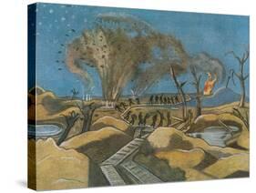 Shelling the Duckboards, from British Artists at the Front, Continuation of the Western Front, 1918-Paul Nash-Stretched Canvas