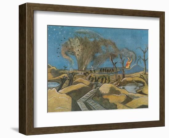 Shelling the Duckboards, from British Artists at the Front, Continuation of the Western Front, 1918-Paul Nash-Framed Giclee Print