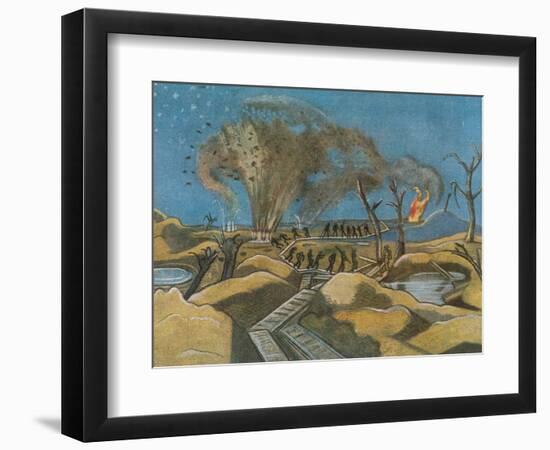 Shelling the Duckboards, from British Artists at the Front, Continuation of the Western Front, 1918-Paul Nash-Framed Giclee Print