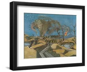 Shelling the Duckboards, from British Artists at the Front, Continuation of the Western Front, 1918-Paul Nash-Framed Giclee Print