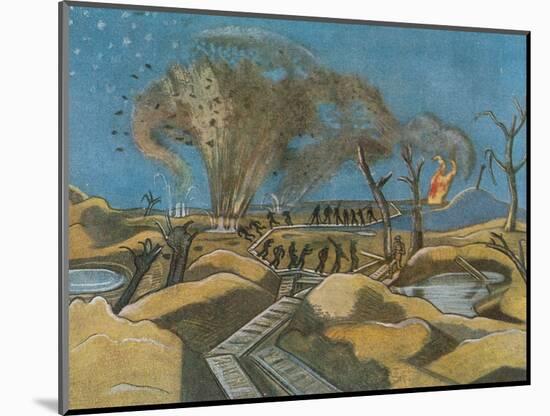 Shelling the Duckboards, from British Artists at the Front, Continuation of the Western Front, 1918-Paul Nash-Mounted Giclee Print